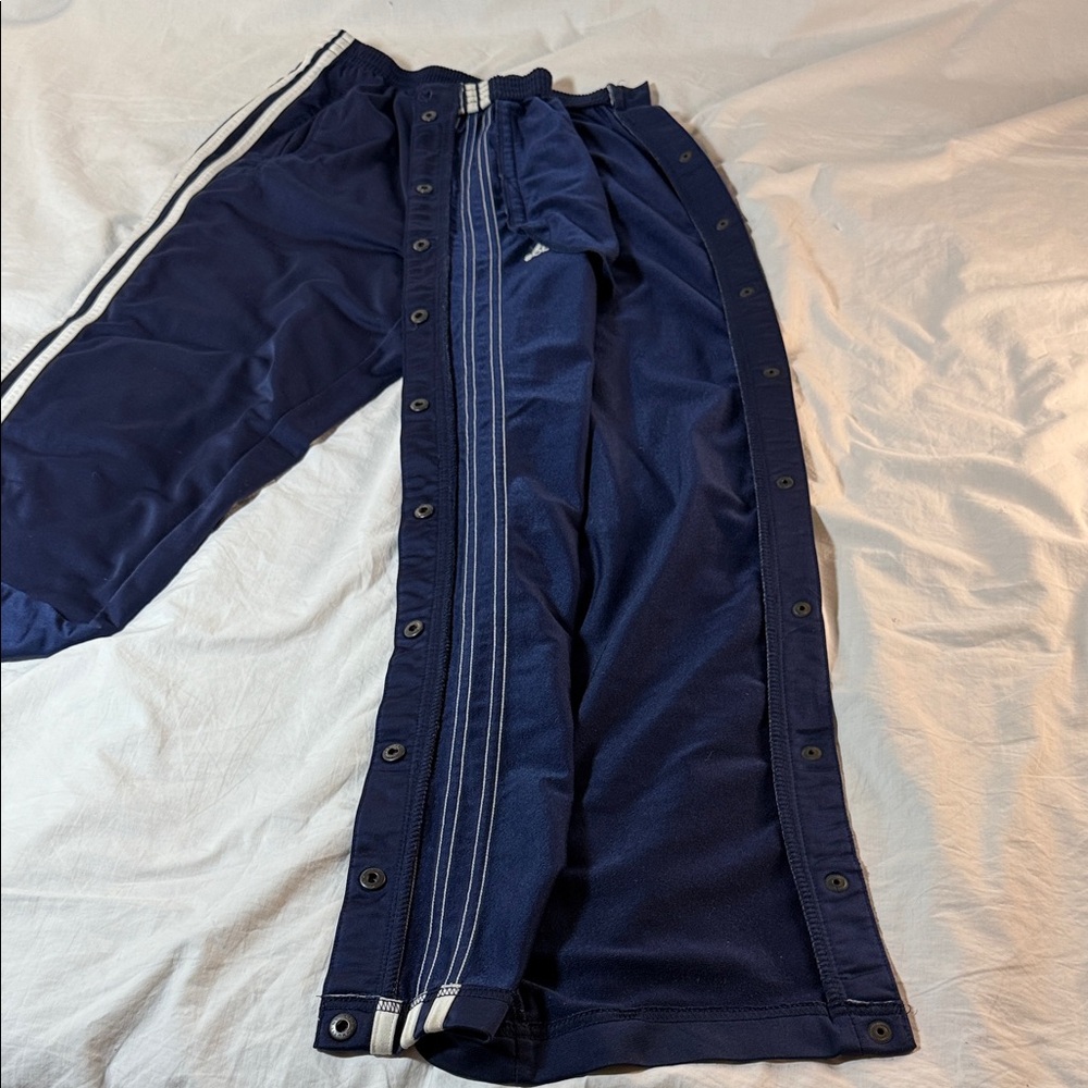 Vintage Adidas Mens Blue Joggers with White Stripes and Side Snaps - Picture 4 of 7